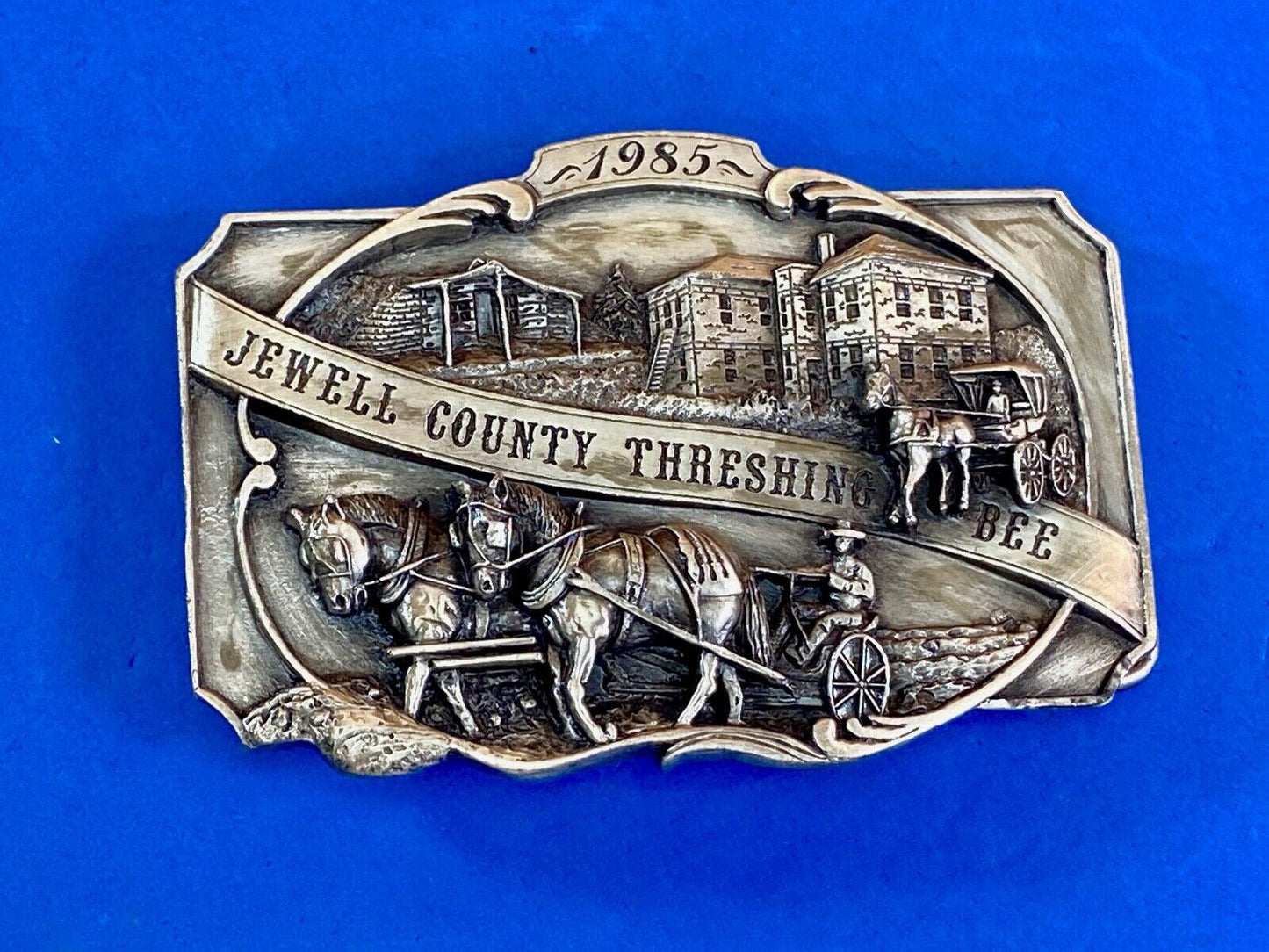 Vintage 80’S Jewell County Kansas Threshing Bee Case Farm Siskiyou Belt Buckle