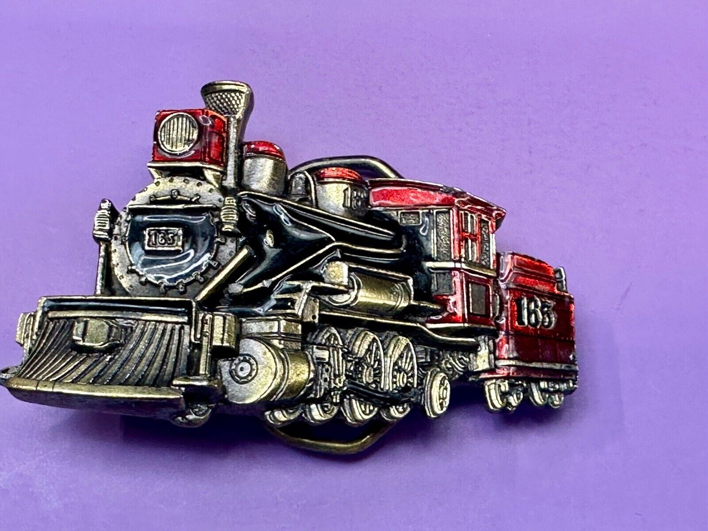 #165 Train Steam Locomotive Vintage 1981 Cutout RR Great American Belt Buckle