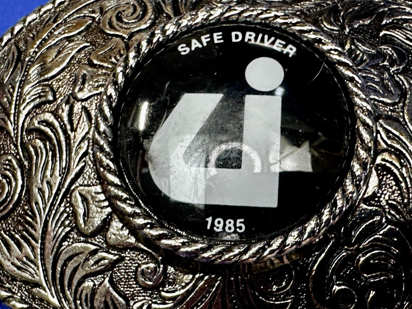 UI Safe Driver 1987 Safety Award Swirl Ornate Western Style Vintage Belt Buckle