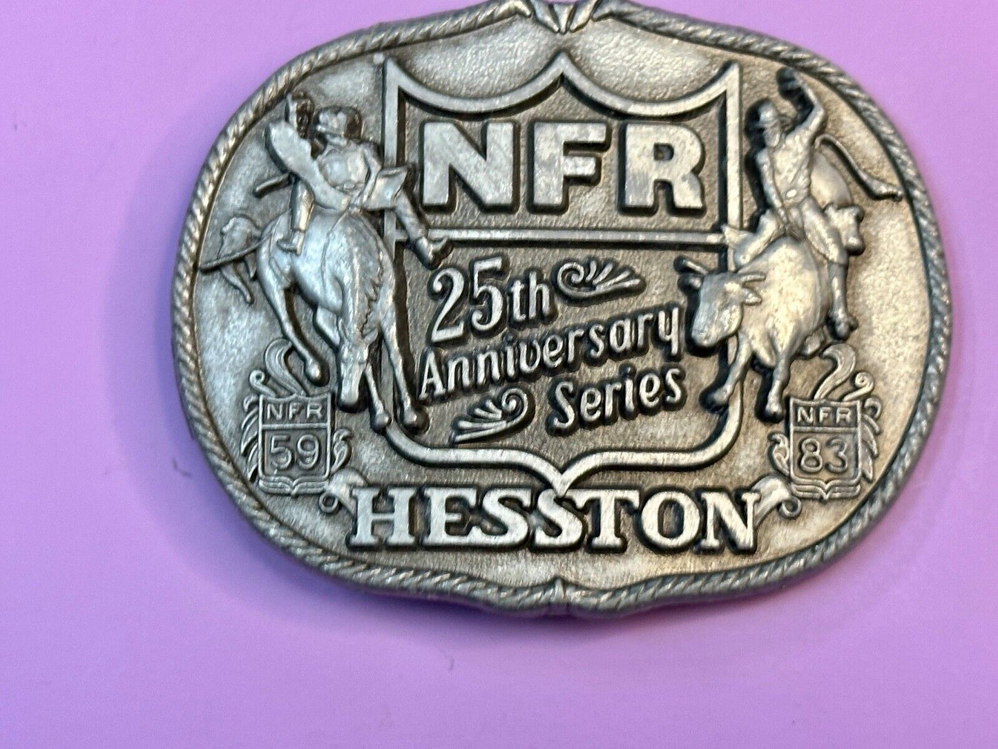 1983 HESSTON Belt Buckle NFR 25th Anniversary First Edition Limited Rodeo