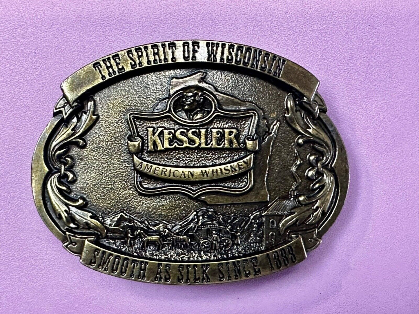 The Spirit of Wisconsin - KESSLER American Whiskey Belt Buckle Smooth As Silk