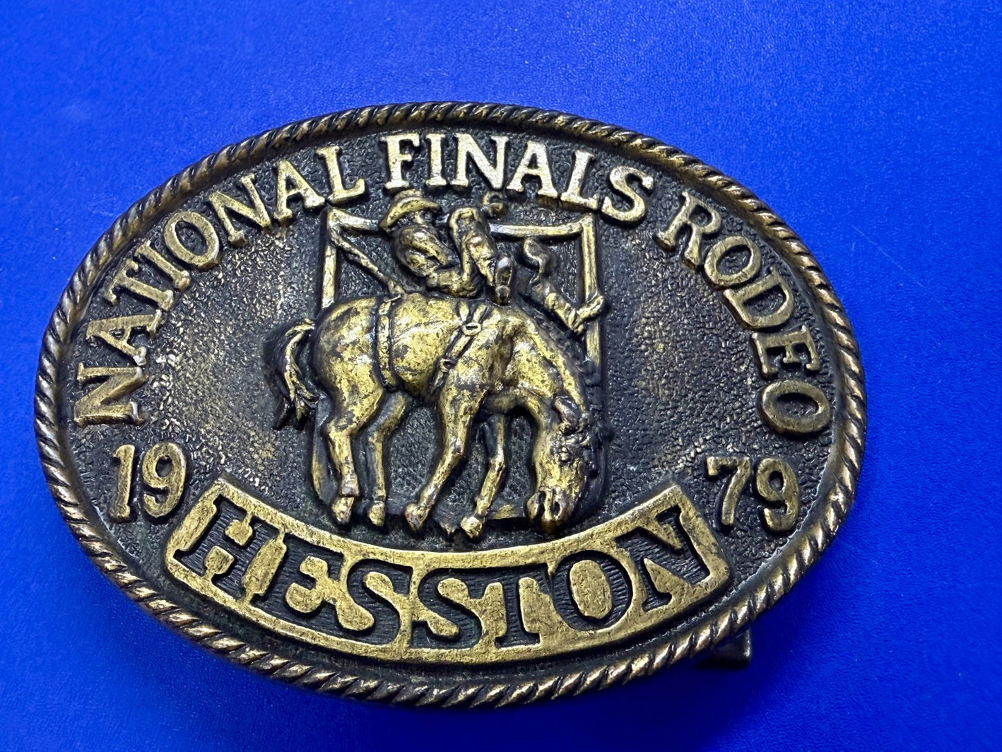 1979 Hesston NFR National Finals Rodeo Cowboys Western Vintage Belt Buckle