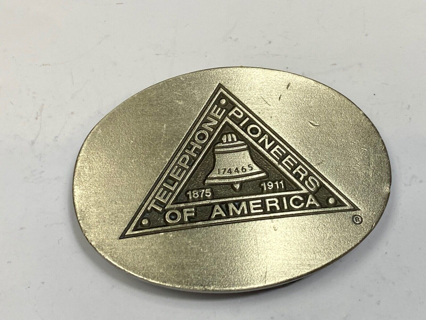 Telephone Pioneer of America Vtg. Telecommunications Commemorative Baron Buckle