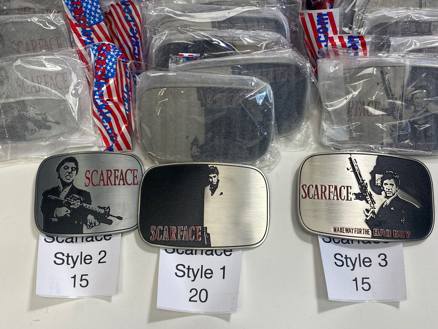 50 Pack Scarface Movie Tony Montana belt buckle - Resale Gifts Lot of 3 types