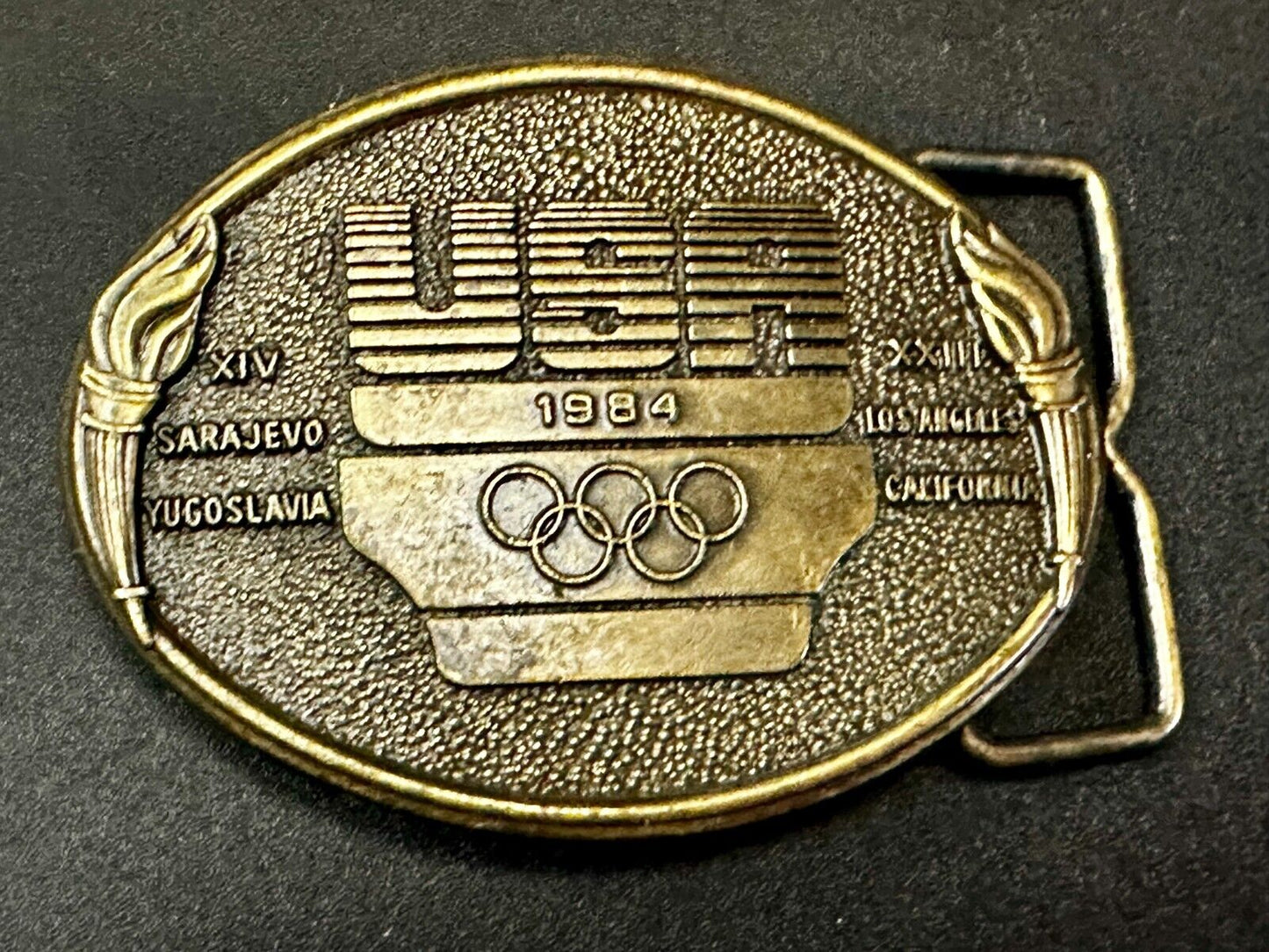 1984 USA Olympics Los Angeles California Vintage Commemorative Belt Buckle