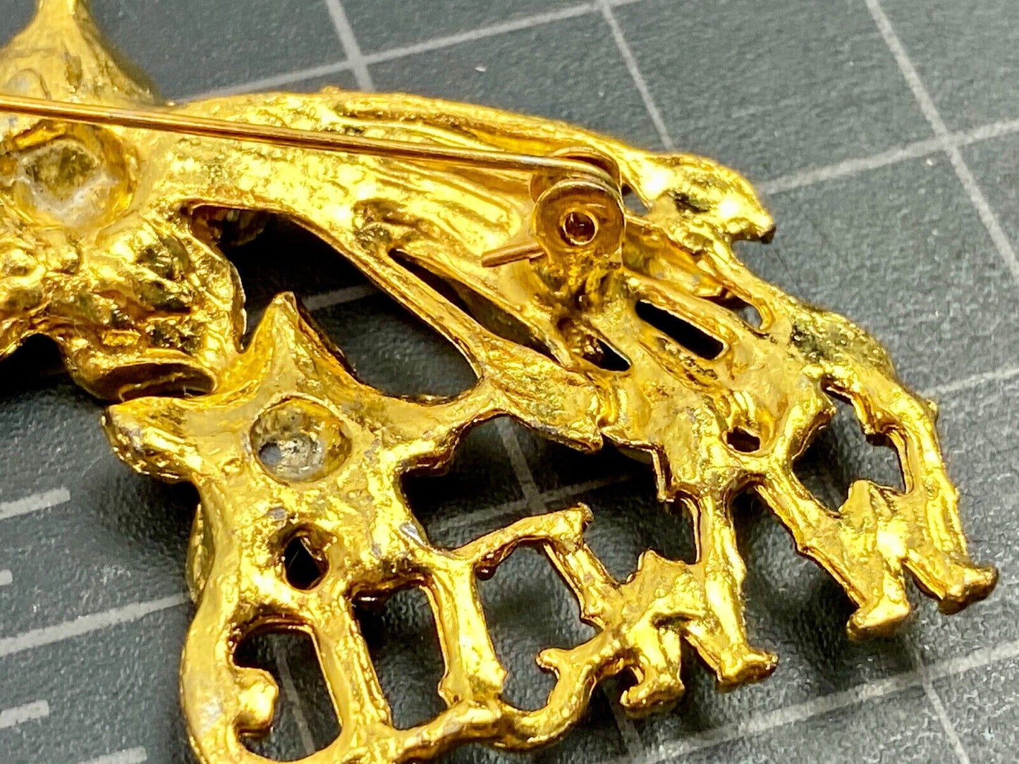 Vintage Brooch Pin WWJD What Would Jesus Do Flowers Gold Tone