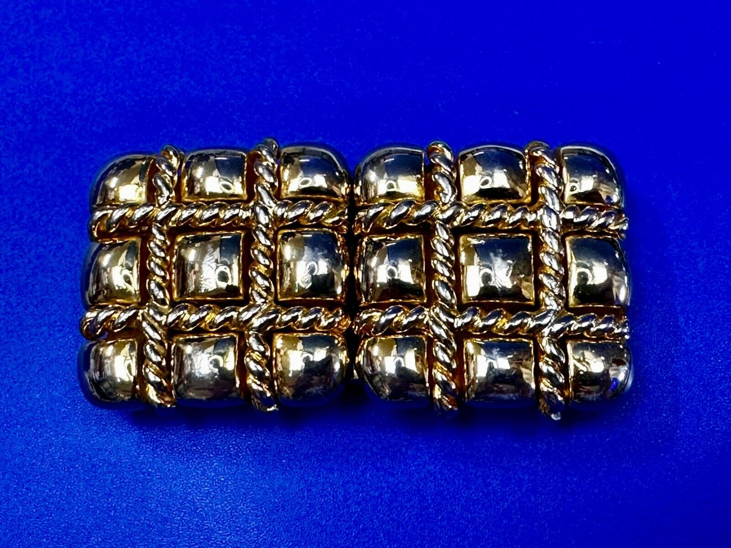 Tic Tax Toe Square Two Piece Interlocking Gold Tone Vintage Paquette Belt Buckle