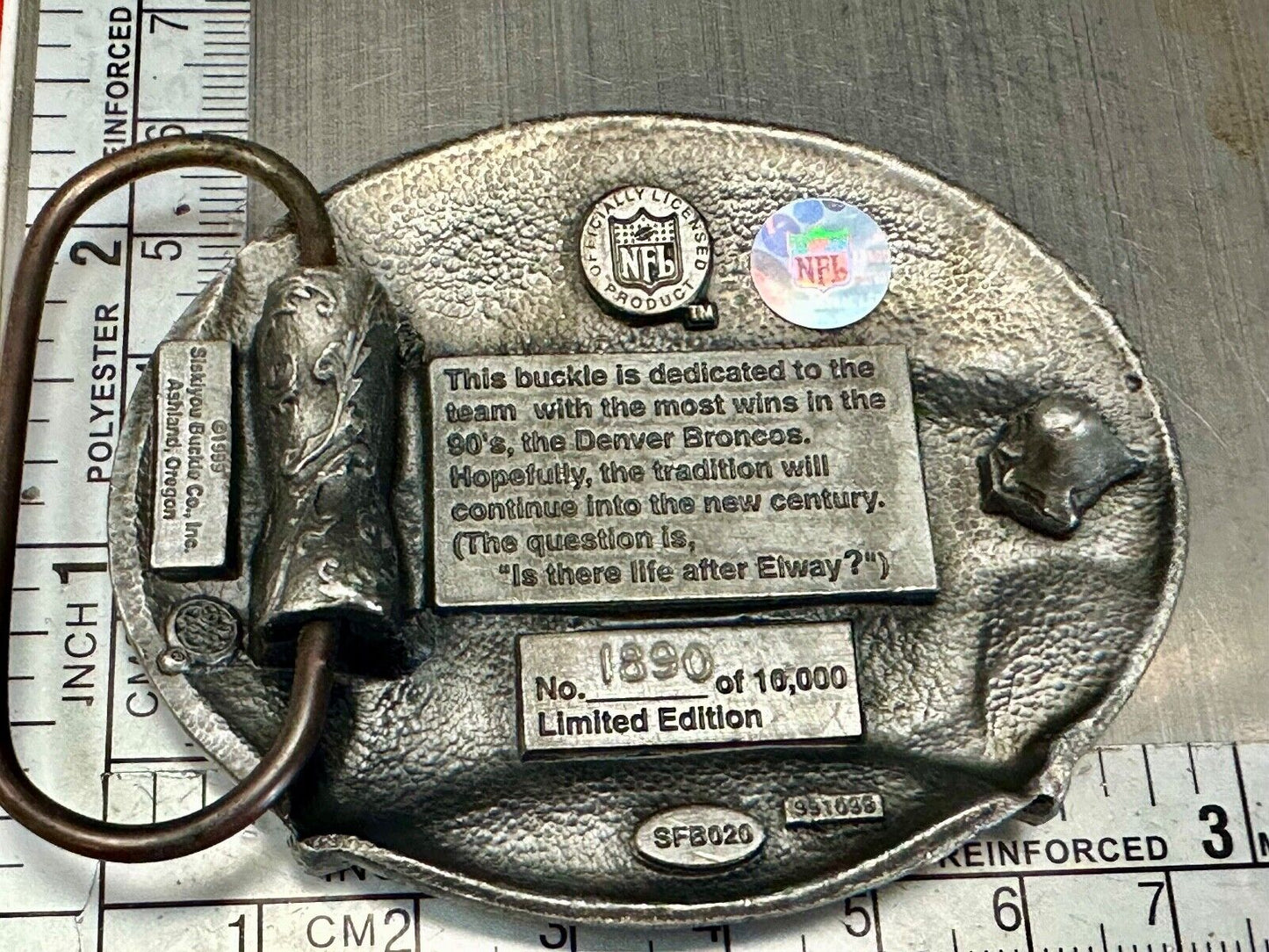 THE Denver Broncos - Most NFL Wins of the 1990's commemorative belt buckle