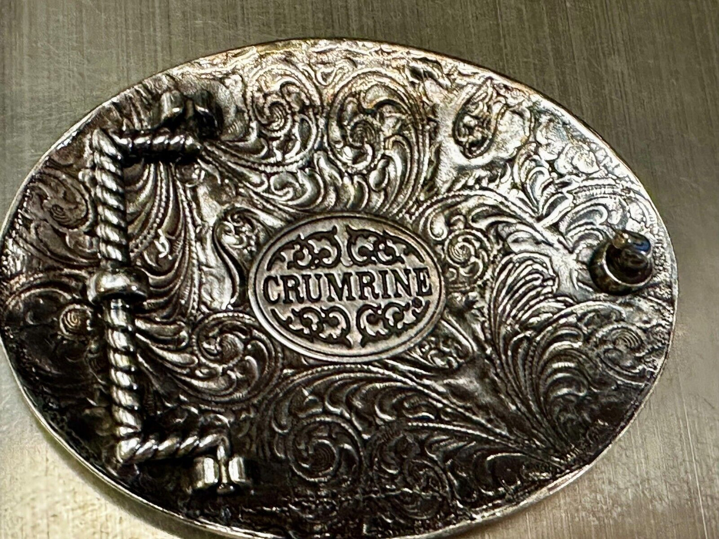Abstract Rodeo Bull Cow Steer Ornate Two Tone Western Belt Buckle by Crumrine