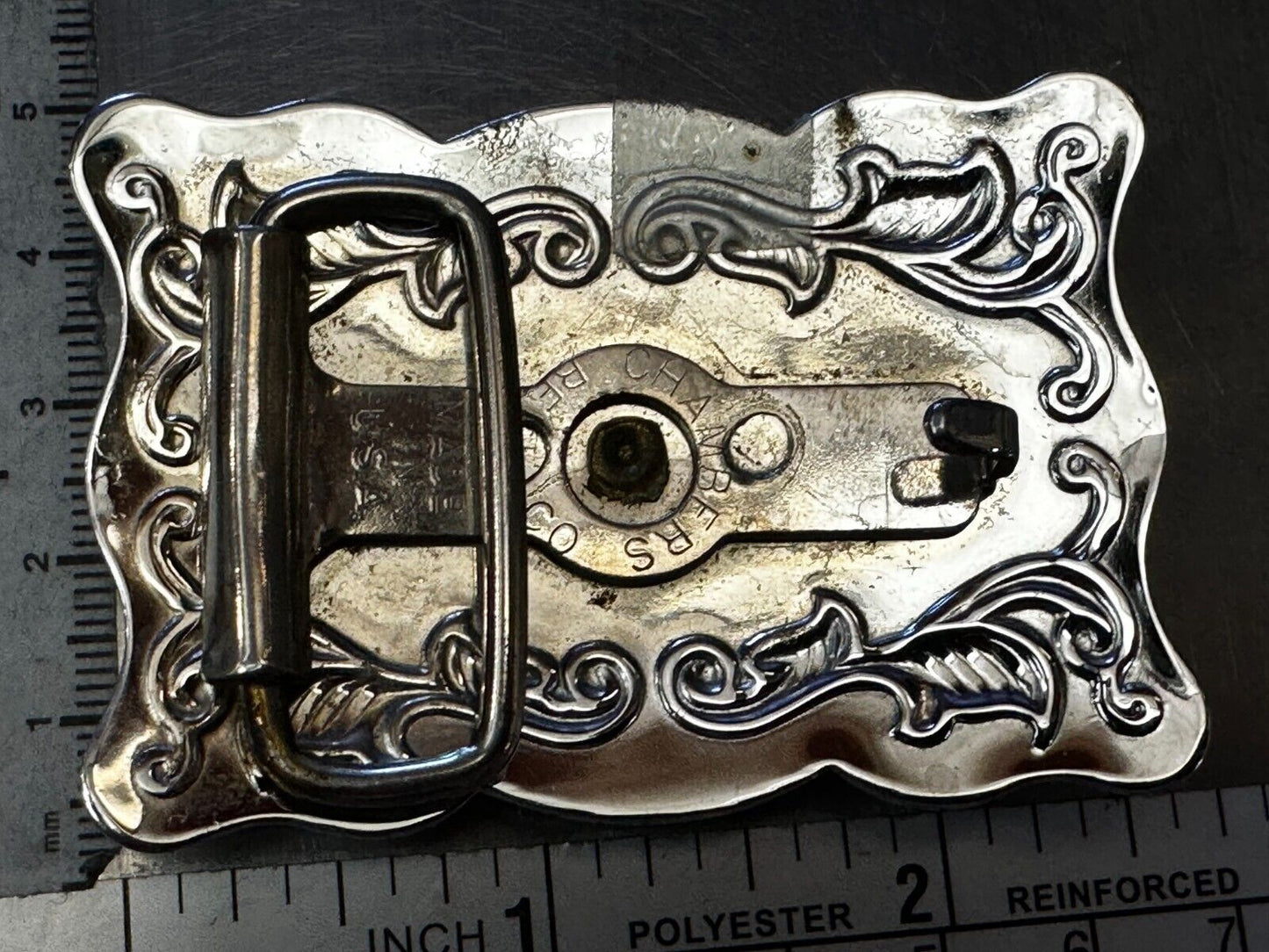 Vintage Cowboys Longhorn W/ Engraved Swirl Pattern Belt Buckle By Chambers