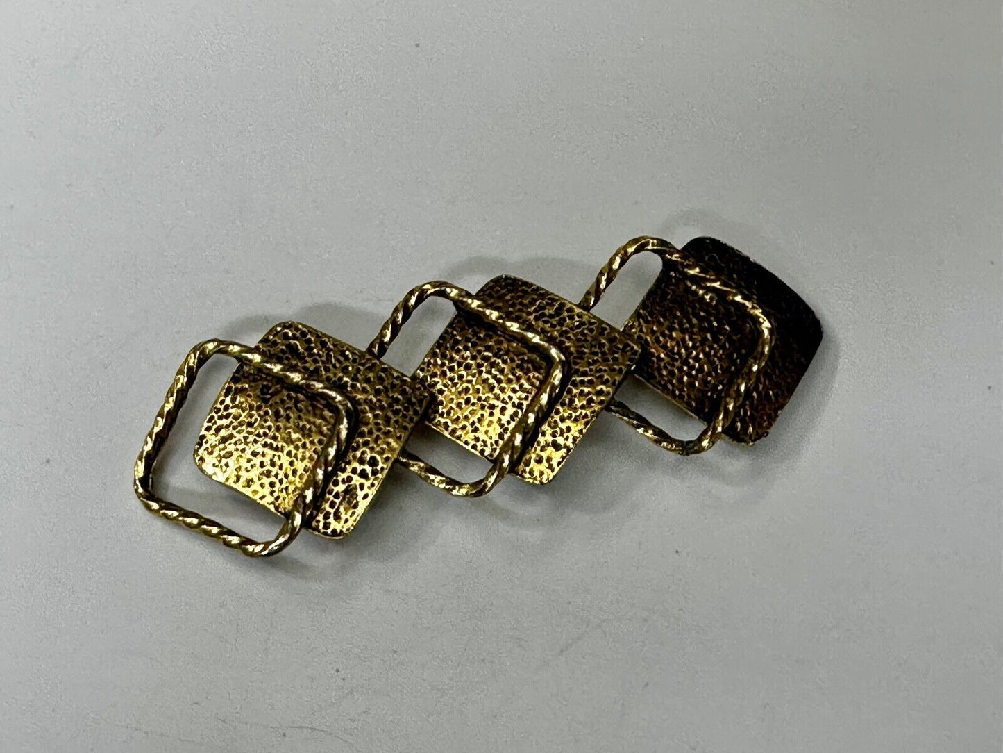 Three Diamond Shape Cutout Hippy Large Gold Tone Vintage Belt Slide Buckle