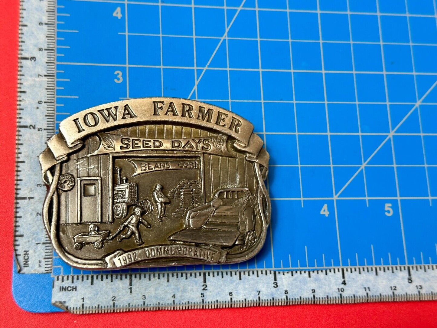1992 Iowa Farmer seed days - State Farm Commemorative belt buckle