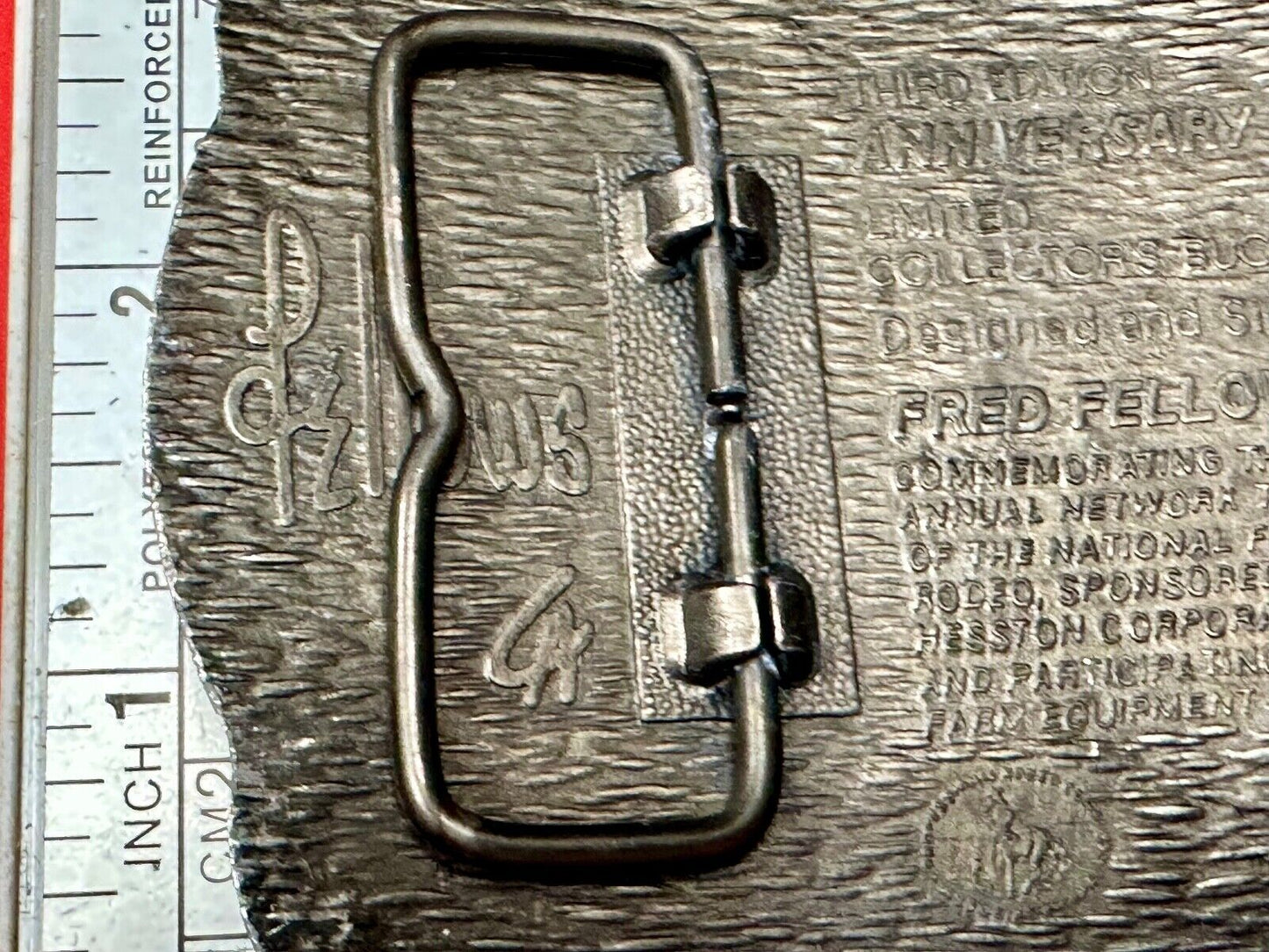 1985 NFR National Finals Rodeo Adult Size belt buckle by Fred Fellows