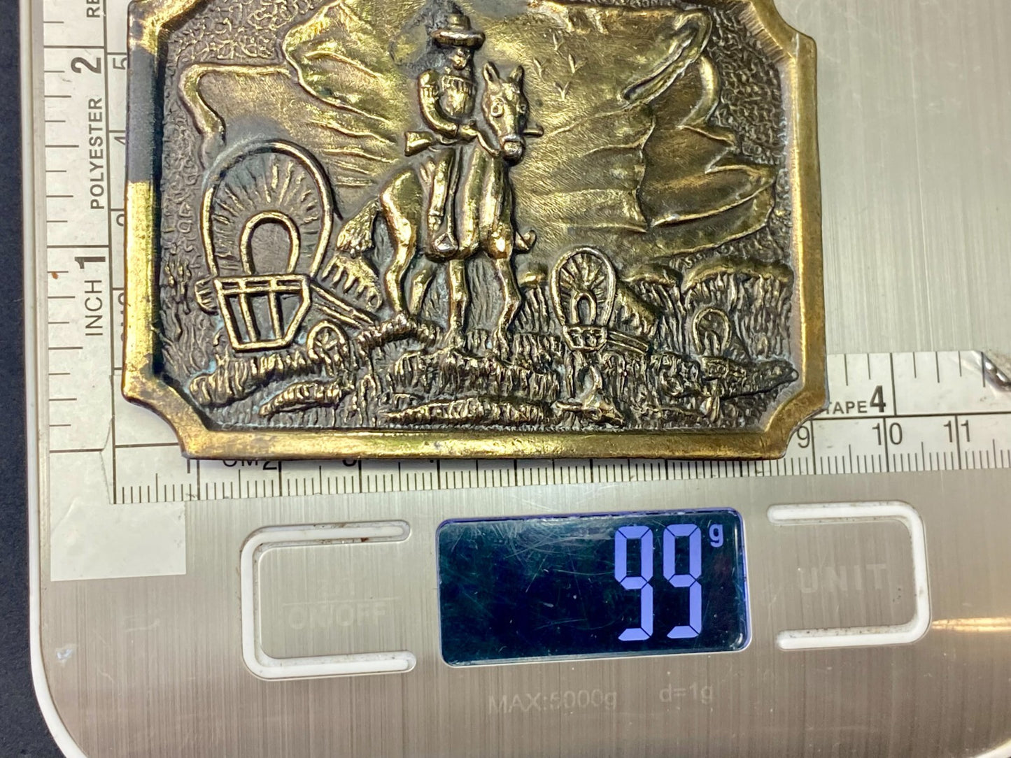Tall in the Saddle Art Western Horse and Cowboy Way of Life Vtg. Belt Buckle