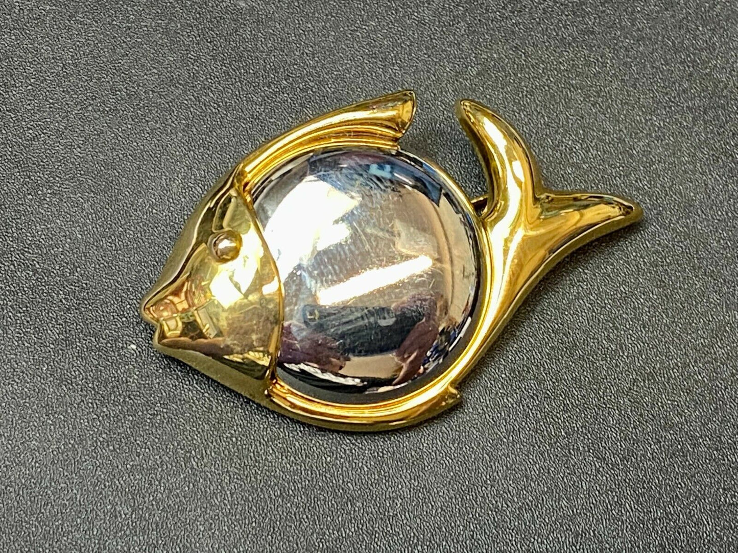 Two Tone Fish Brooch Pin Gold Tone Vintage Jewelry by Liz Claiborne LCI