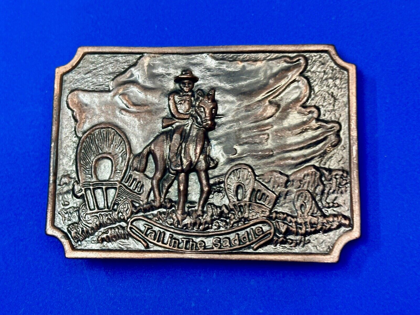 Tall in the Saddle Art Western Horse and Cowboy way of life! Vintage belt buckle