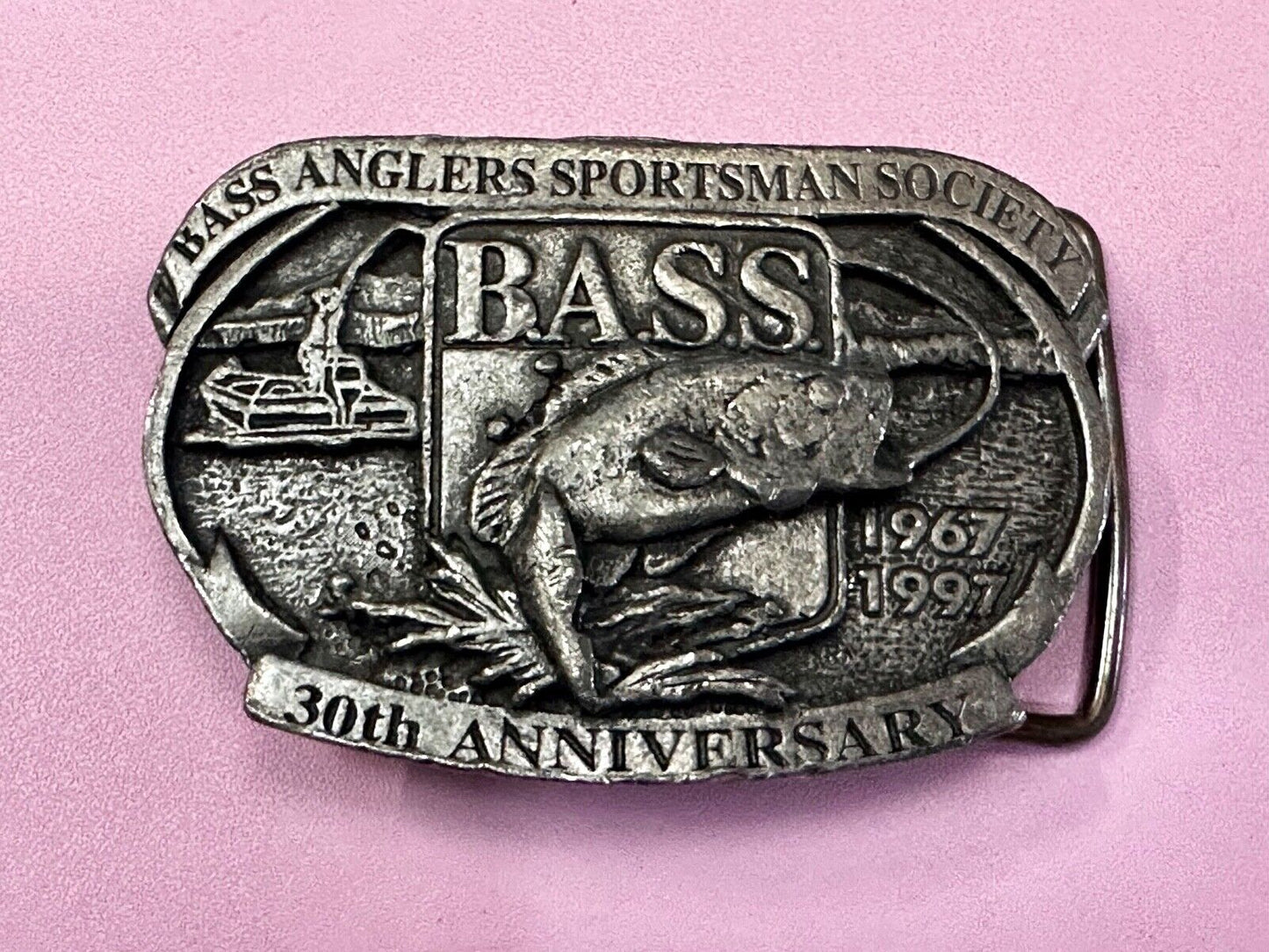 30th Anniversary BASS Anglers Sportsman Society Fishing Fishermans Belt Buckle