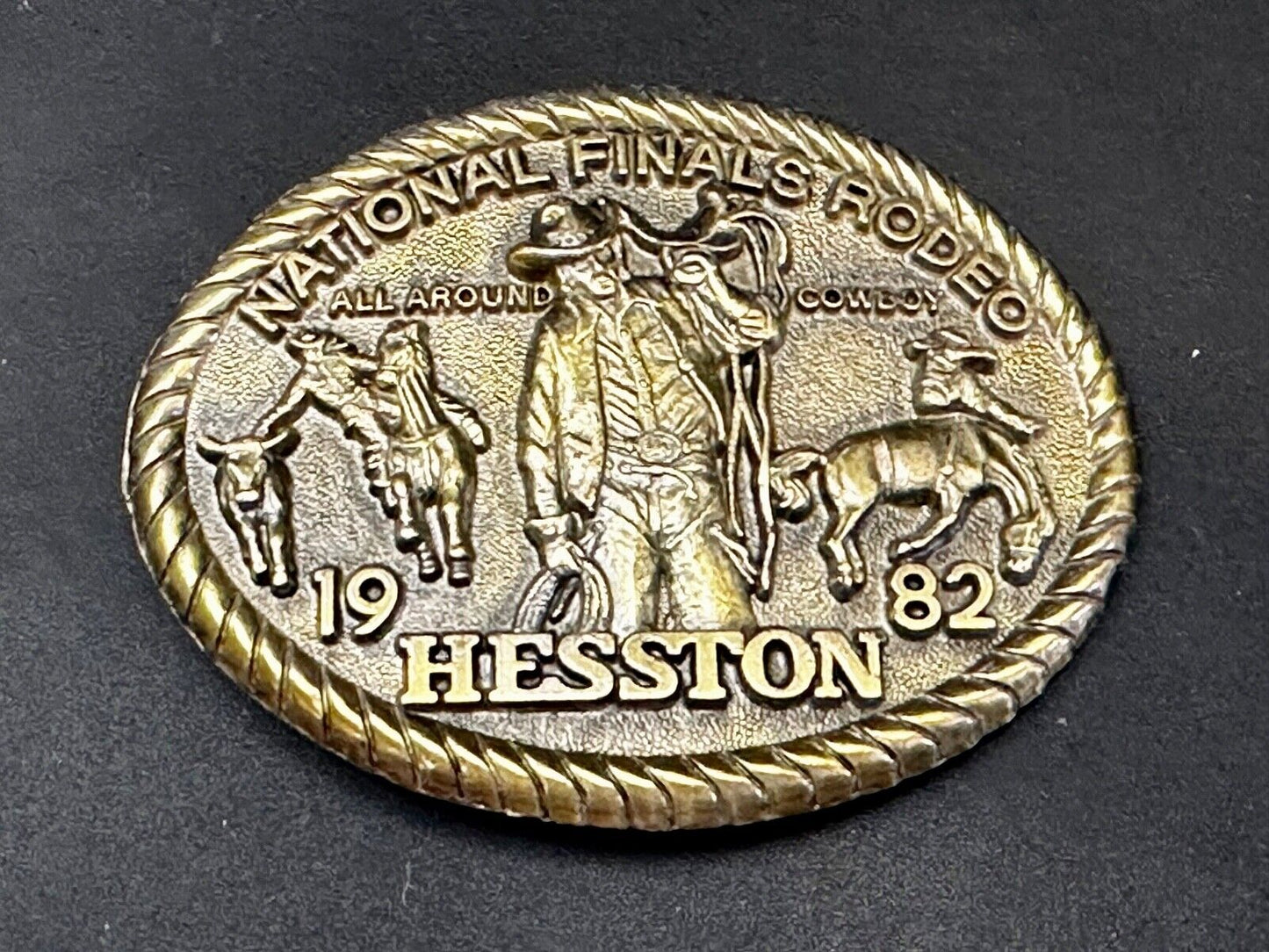 1982 Hesston NFR All Around Cowboy National Finals Rodeo Belt Buckle