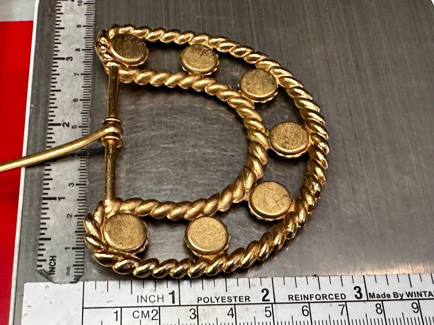 Beautiful Faux Pearl Openwork Rope Border Gold Tone Replacement Belt Buckle