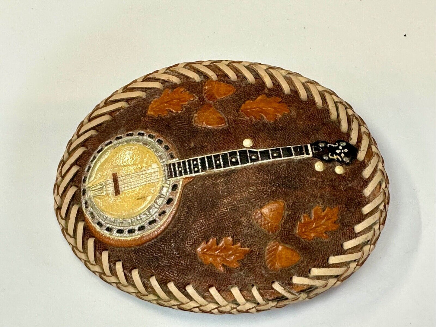 Banjo Country Music Bluegrass Pickers Gorgeous Snake Skin Vintage Belt Buckle