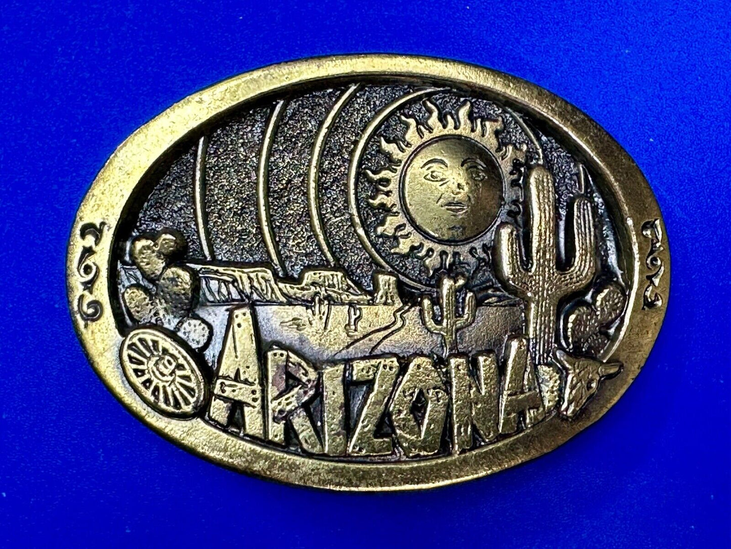 Arizona State Commemorative Desert Scene 1980 The Great American Belt Buckle Co