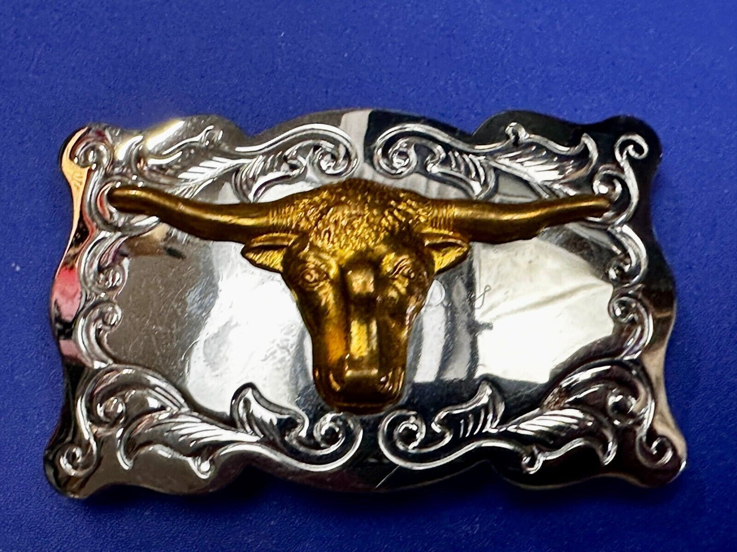 Texas Longhorn Cow Head Steer Western Cowboys Vintage Chambers Belt Buckle