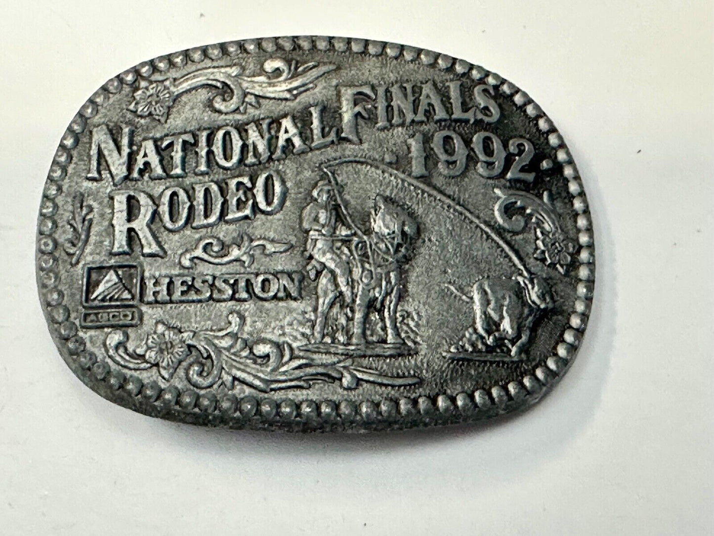 1992 Hesston National Finals Rodeo NFR Youth Size Award Design Medal Belt Buckle