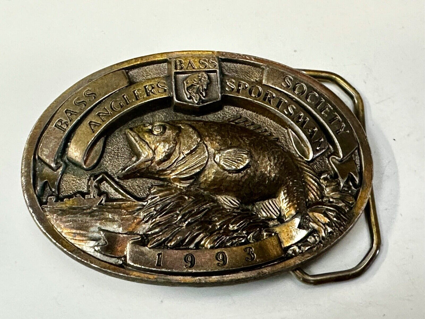 1993 BASS Anglers Sportsman Society Sport Fishing Fishermans Belt Buckle