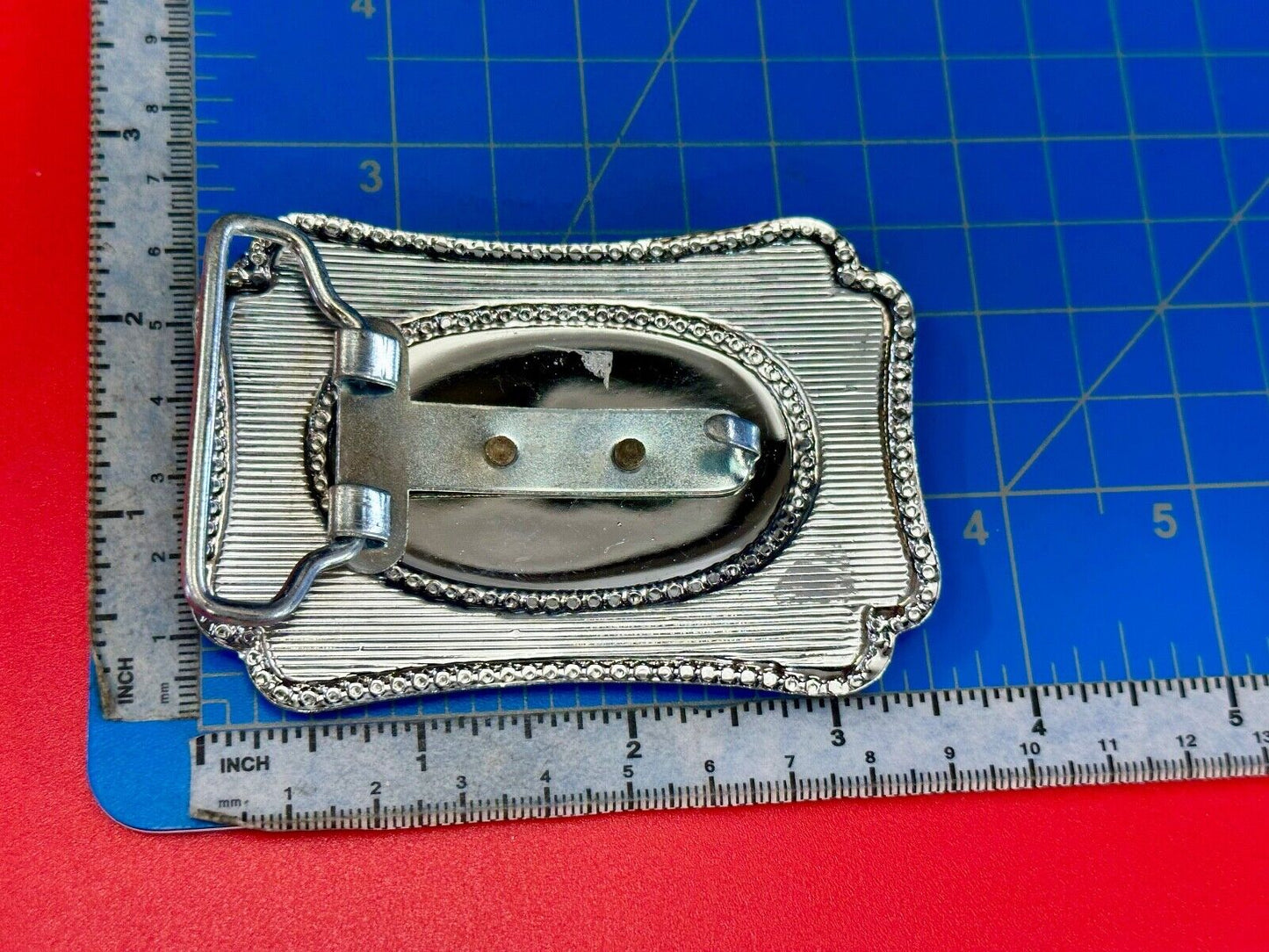 Vintage Covered Wagon - western two tone outlined belt buckle