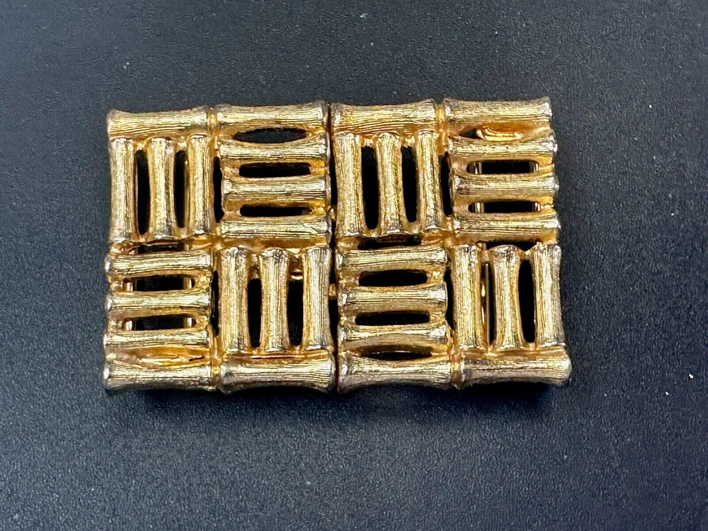 Bamboo Squares Two piece interconnecting vintage belt buckle by Mimi Di N
