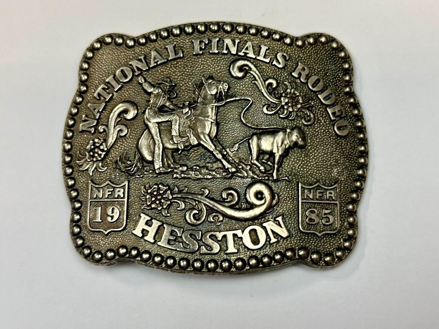 1985 NFR National Finals Rodeo Adult Size belt buckle by Fred Fellows