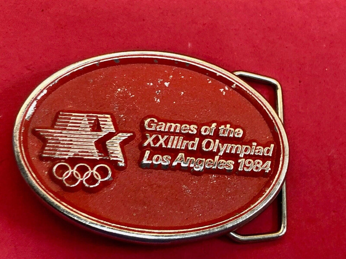 Vintage Buck Belt Buckle Made In USA 1980 LA Olympics Games 1984 Unisex logo