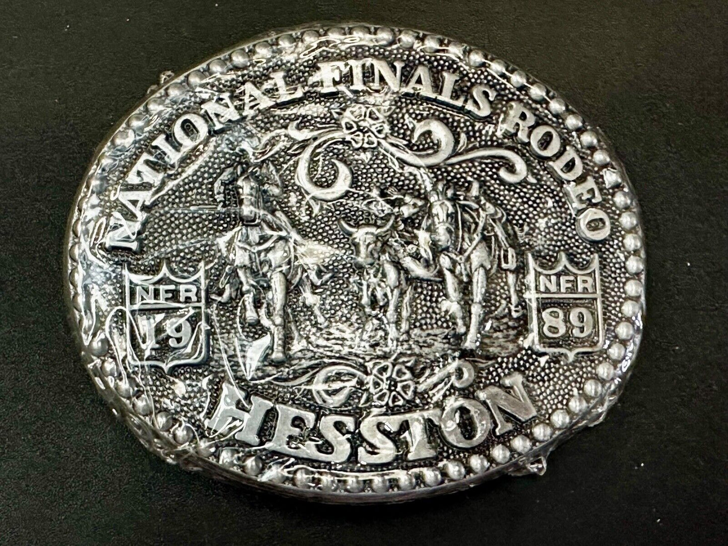 1989 Hesston National Finals Rodeo NFR NOS Collectors Adult Belt Buckle in wrap