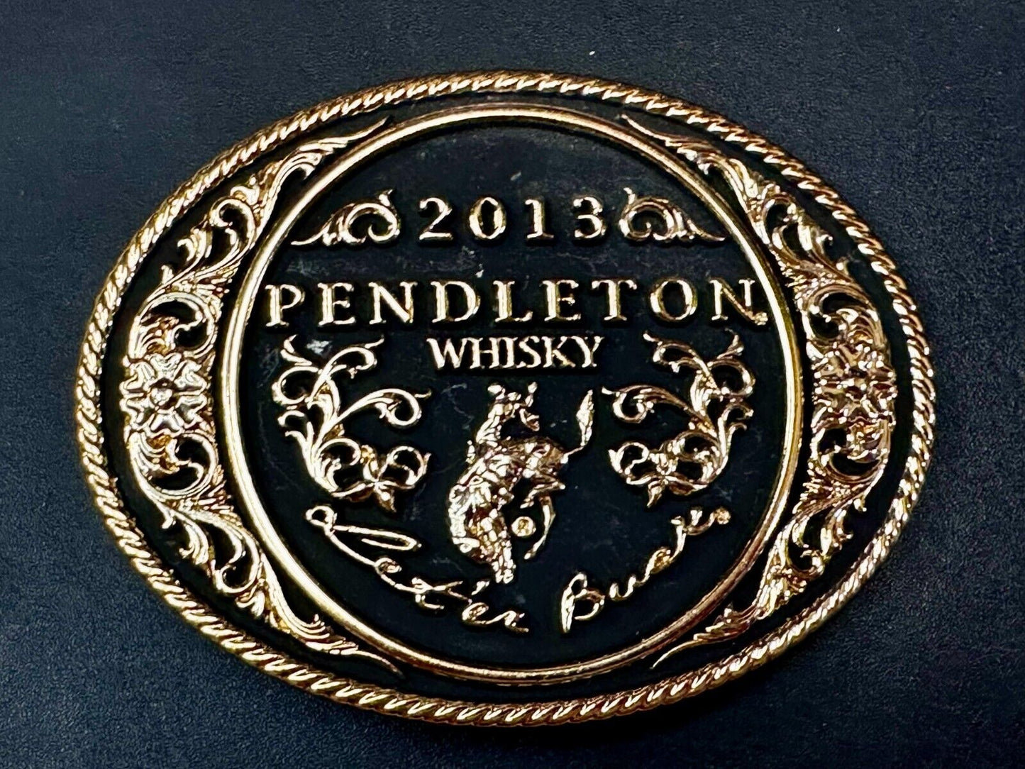 2013 Pendleton Whiskey Let'er Buck Rodeo Cowboy Montana Silversmiths Belt Buckle
