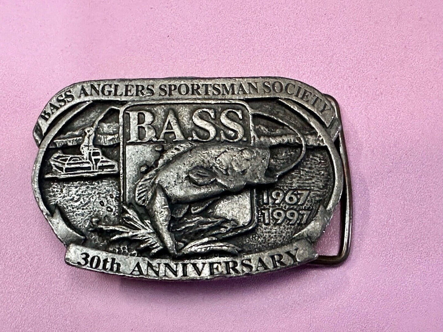 30th Anniversary BASS Anglers Sportsman Society Fishing Fishermans Belt Buckle