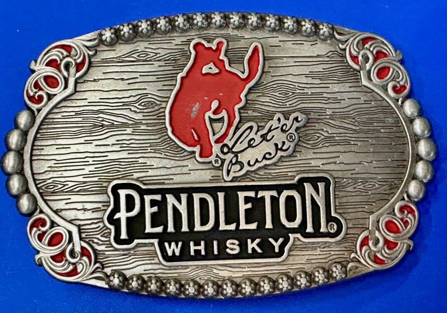2023 Pendleton Whisky Belt Buckle Montana Silversmiths Let'er Buck Cowboy Rodeo