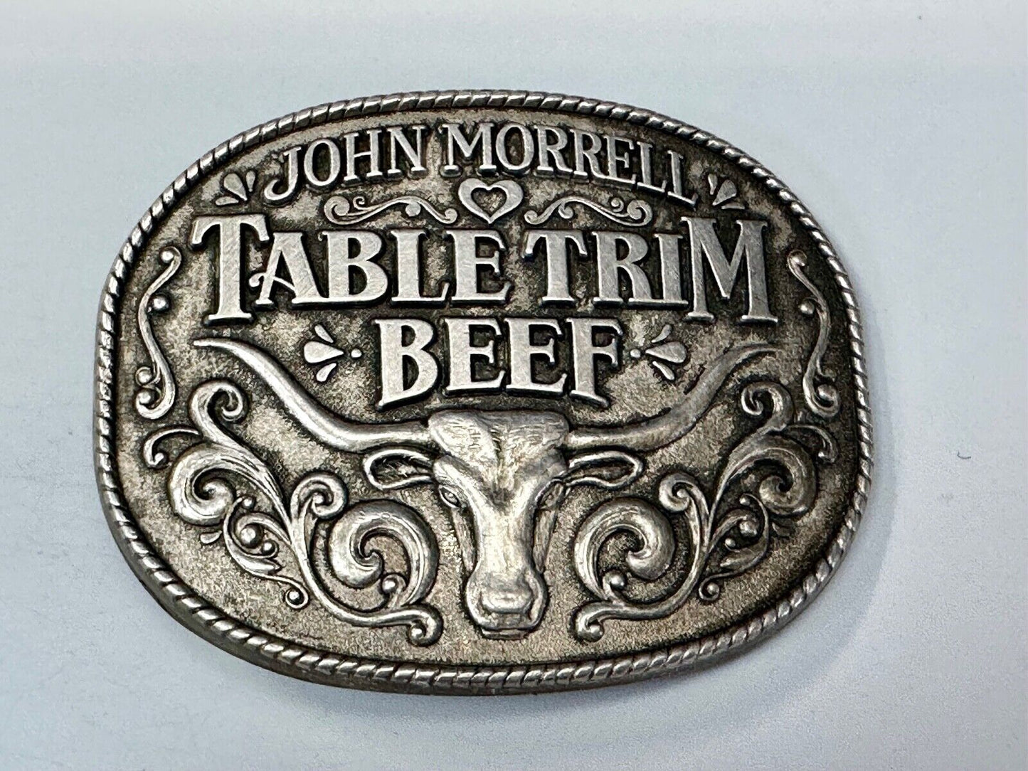 Table Trim beef - John Morrell vintage meat supplier store belt buckle