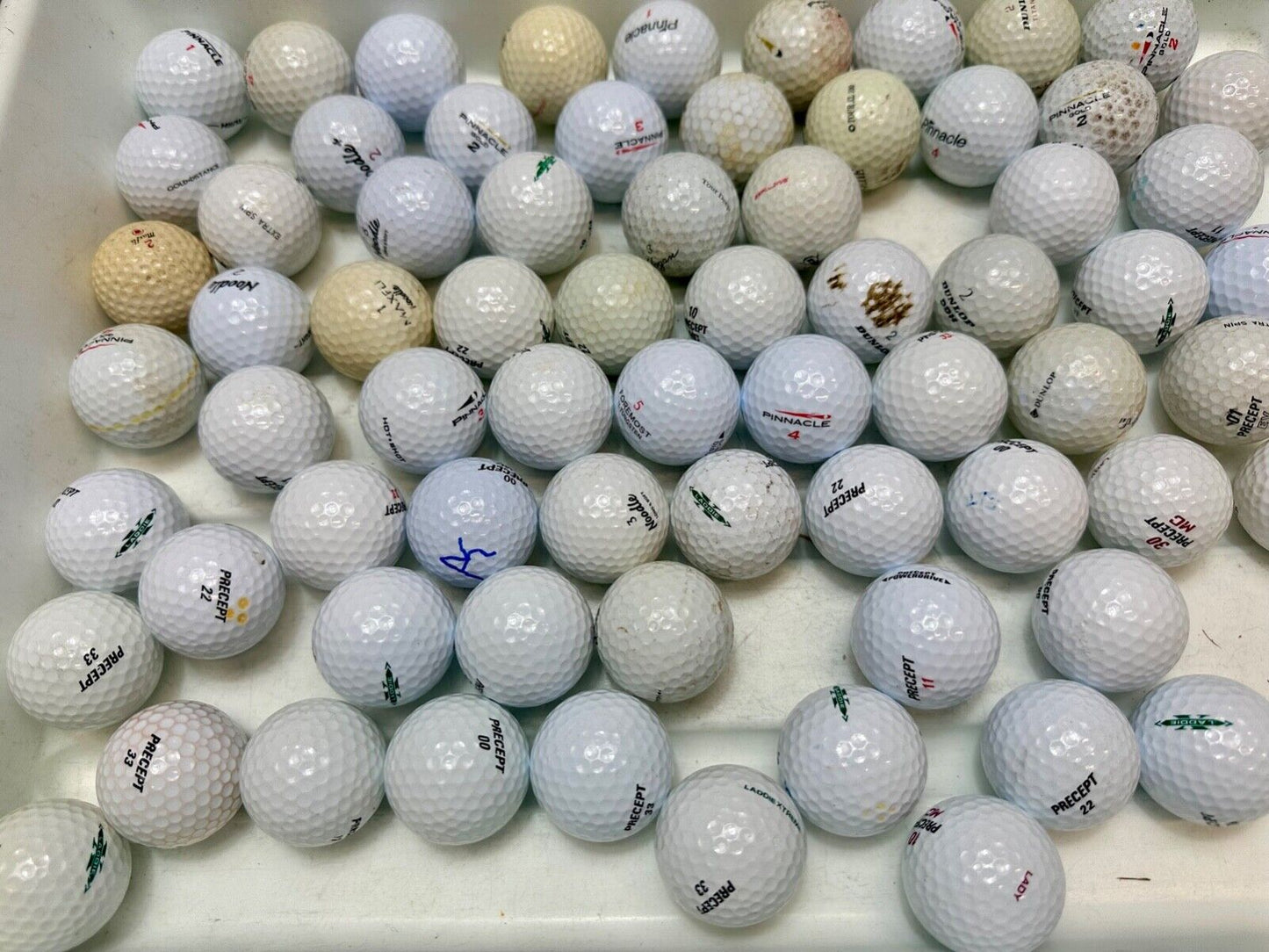 Around 75 used Golf Balls Lot Precept Noodle, Dunlop Pinnacle great for practice