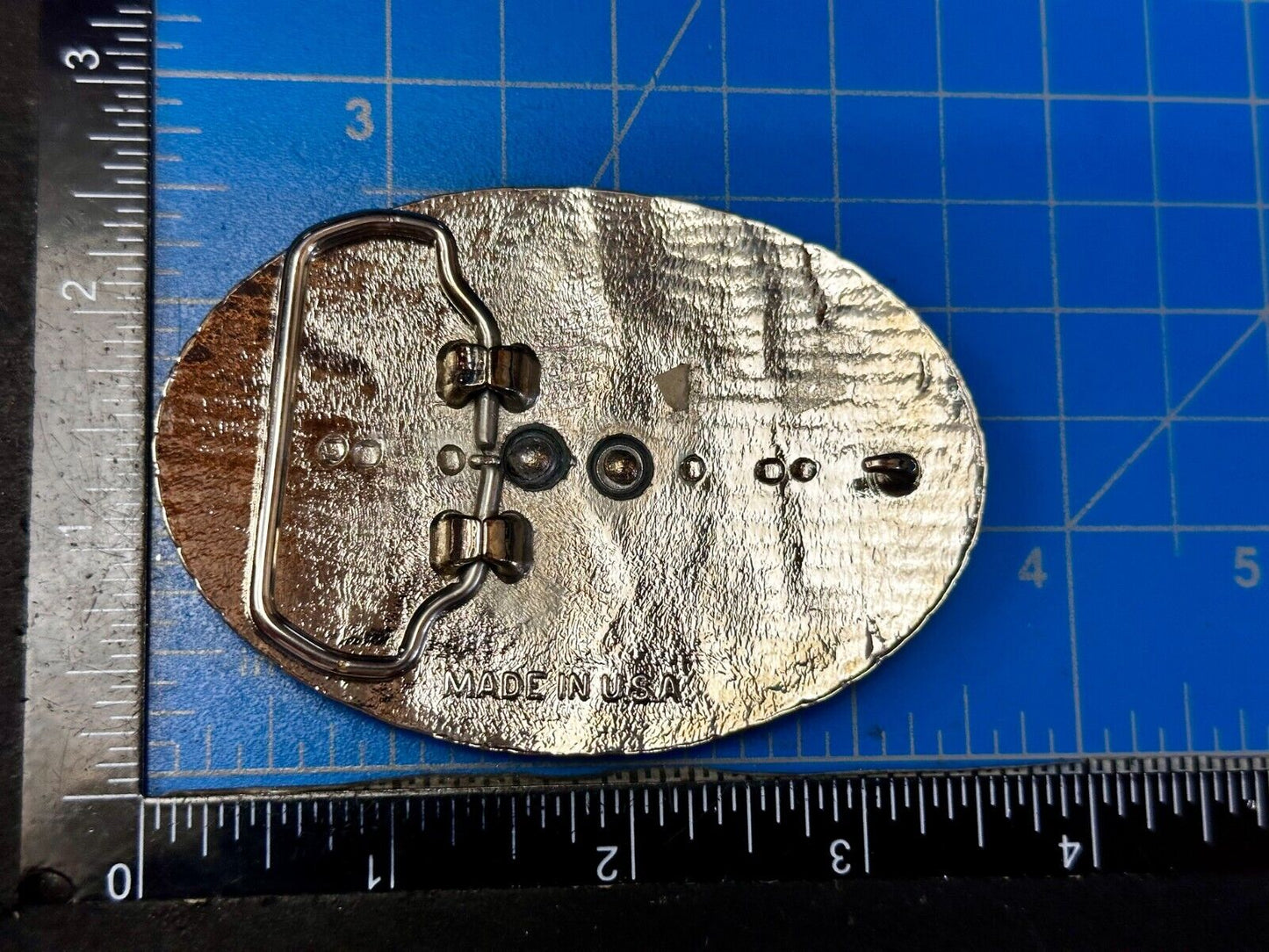 Texas Longhorn Steer Bull Cow Skull Reflective Oval Two Tone Vintage Belt Buckle