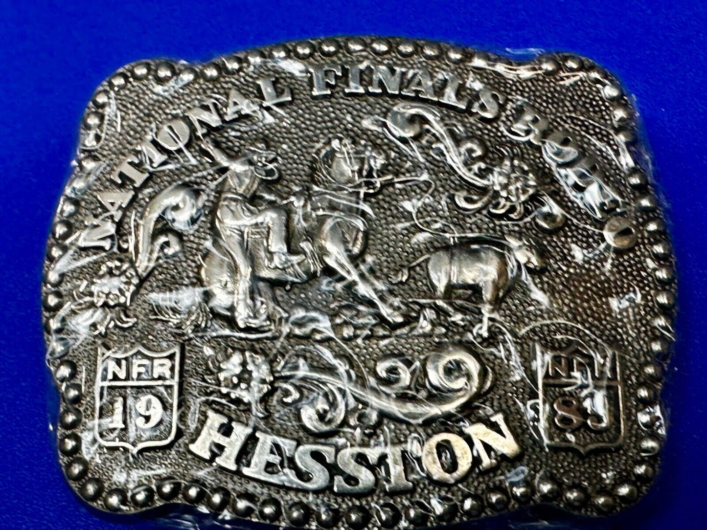 1985 NFR National Finals Rodeo NOS Youth Size Hesston Belt Buckle