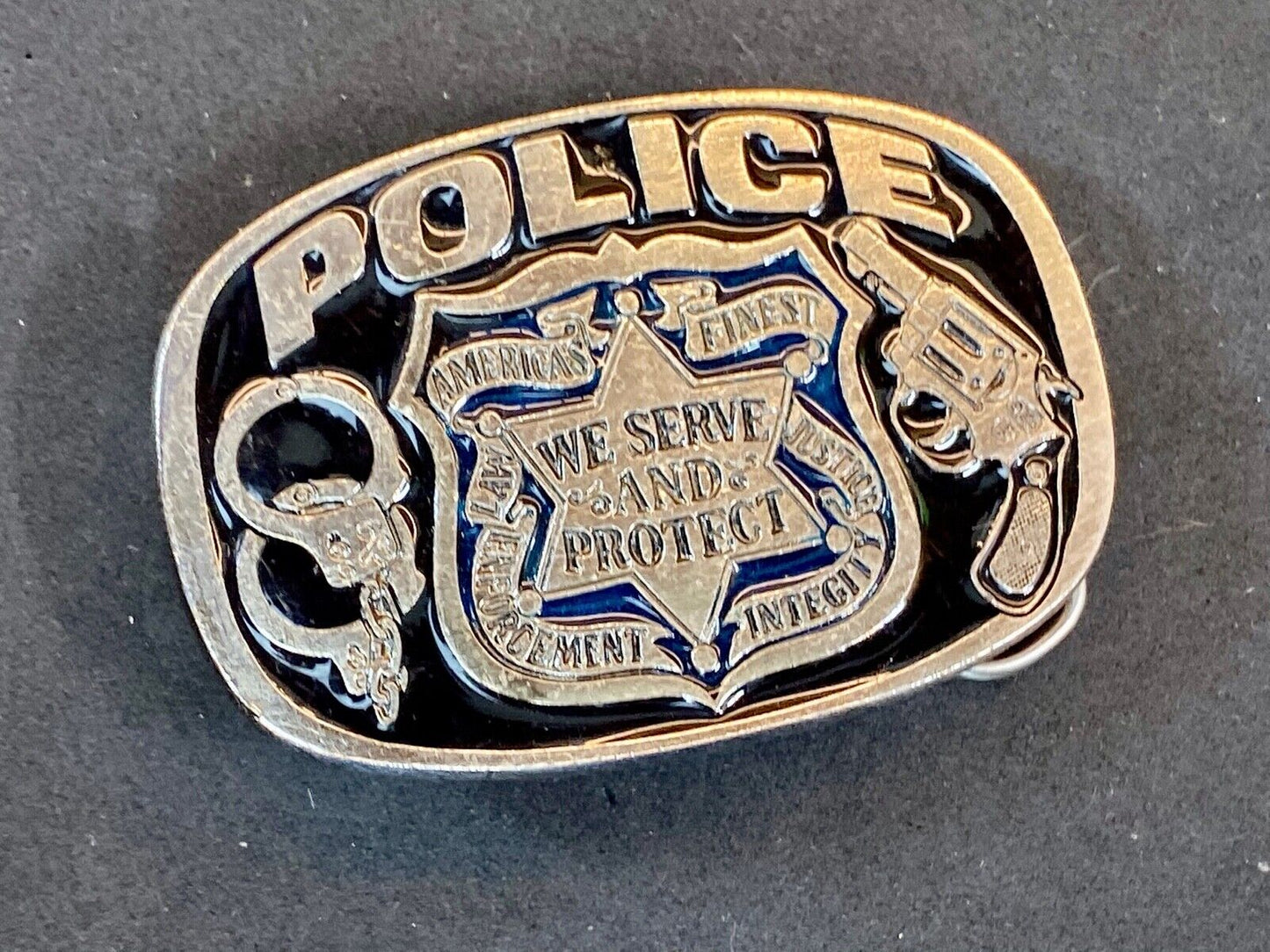 Americas Finest - Police - We Protect And Serve Belt Buckle - By Buckle Bakery