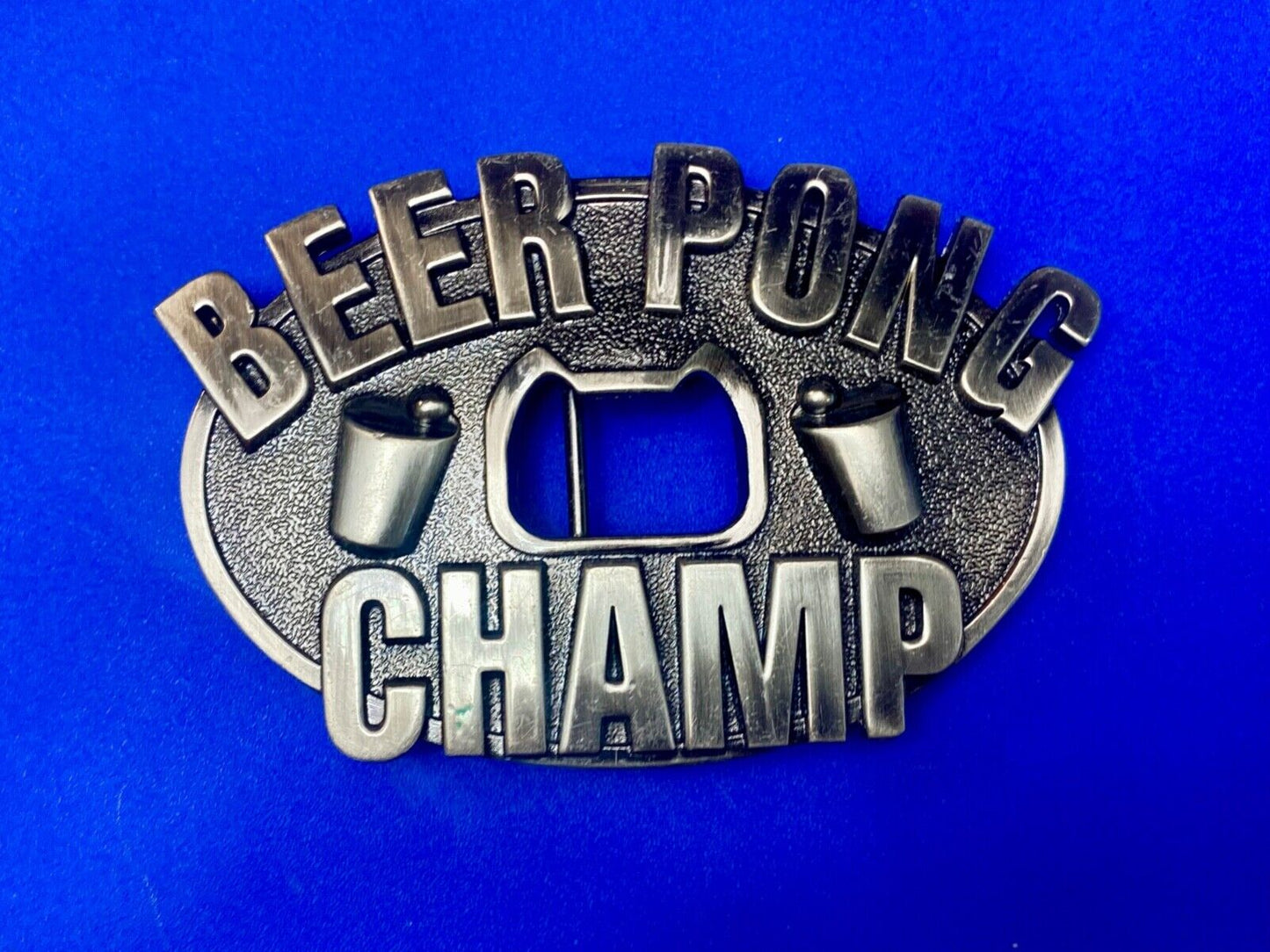 Beer Pong Champion Champ & Integrated Bottle Opener Belt Buckle College Gag Gift