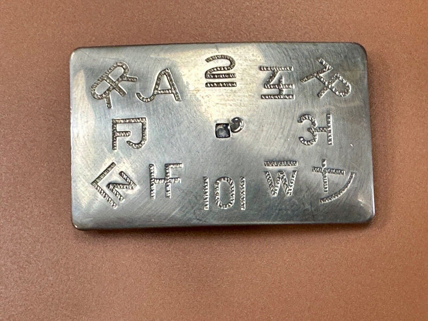 Vintage Chambers cattle branding symbols belt buckle - no center