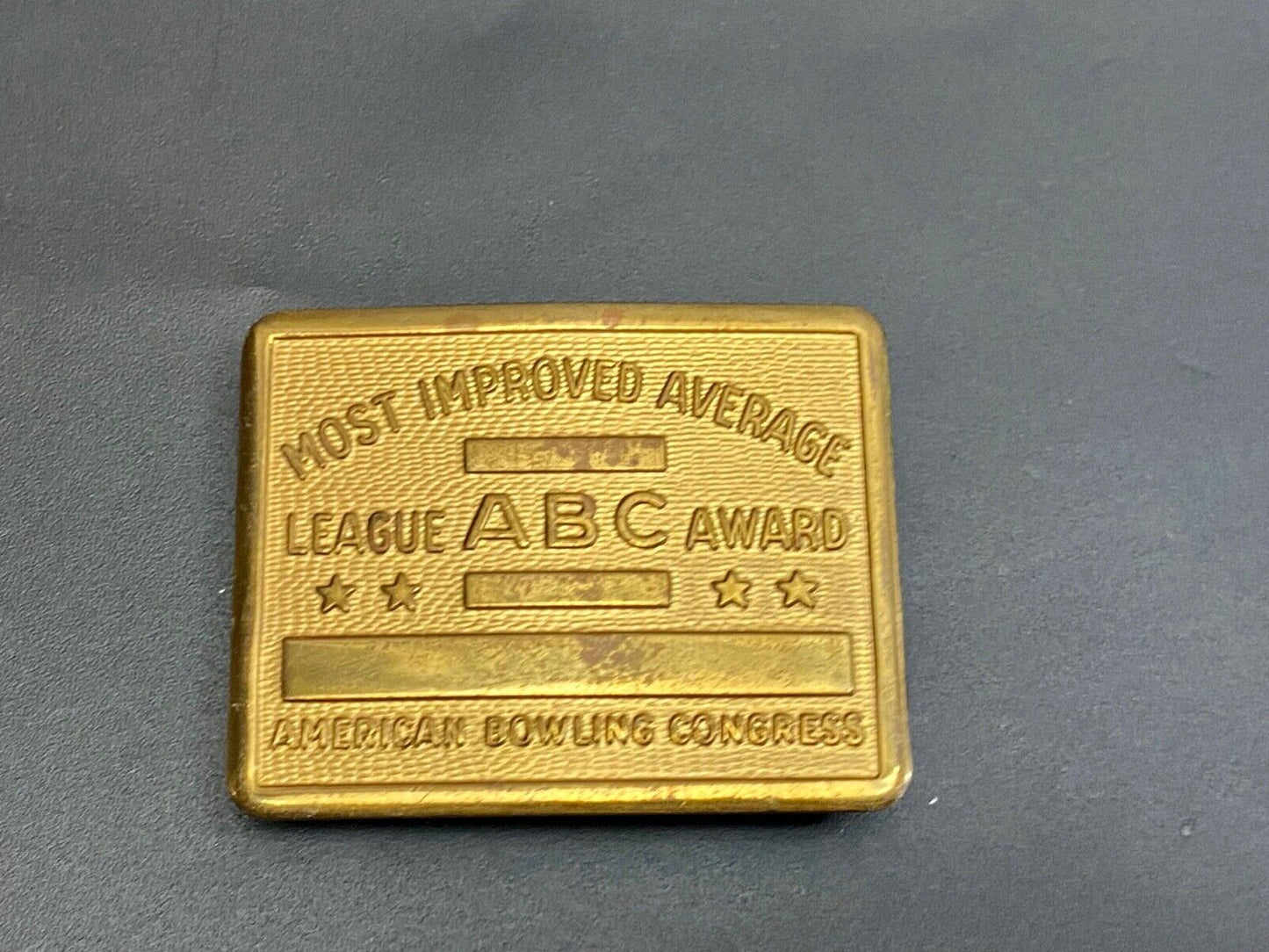 Vintage 70s AMERICAN BOWLING CONGRESS Most Improved ABC LEAGUE AWARD BELT BUCKLE