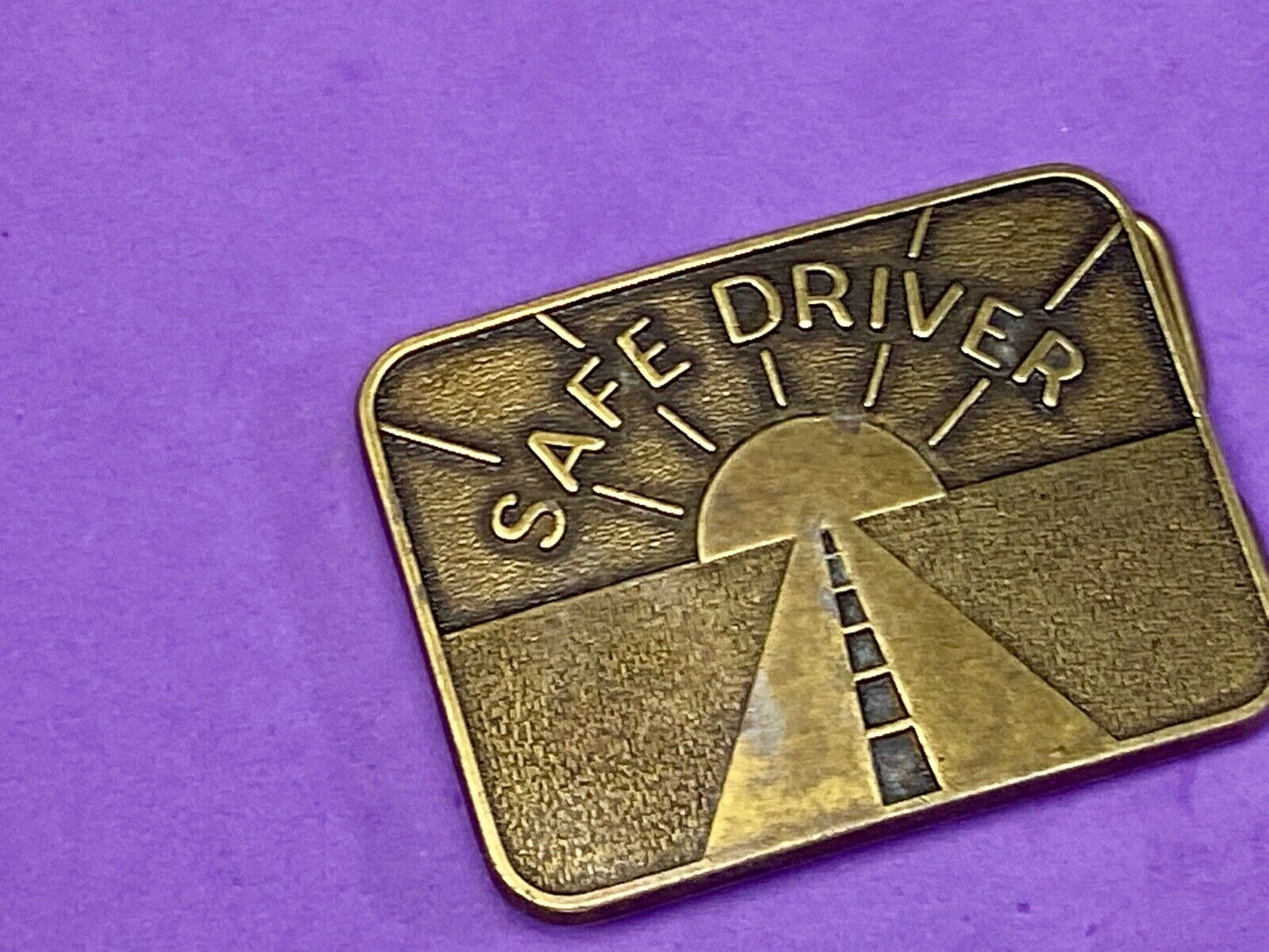 Vintage 1985 Safe Driver semi truck award belt buckle by JJ Keller & Associates