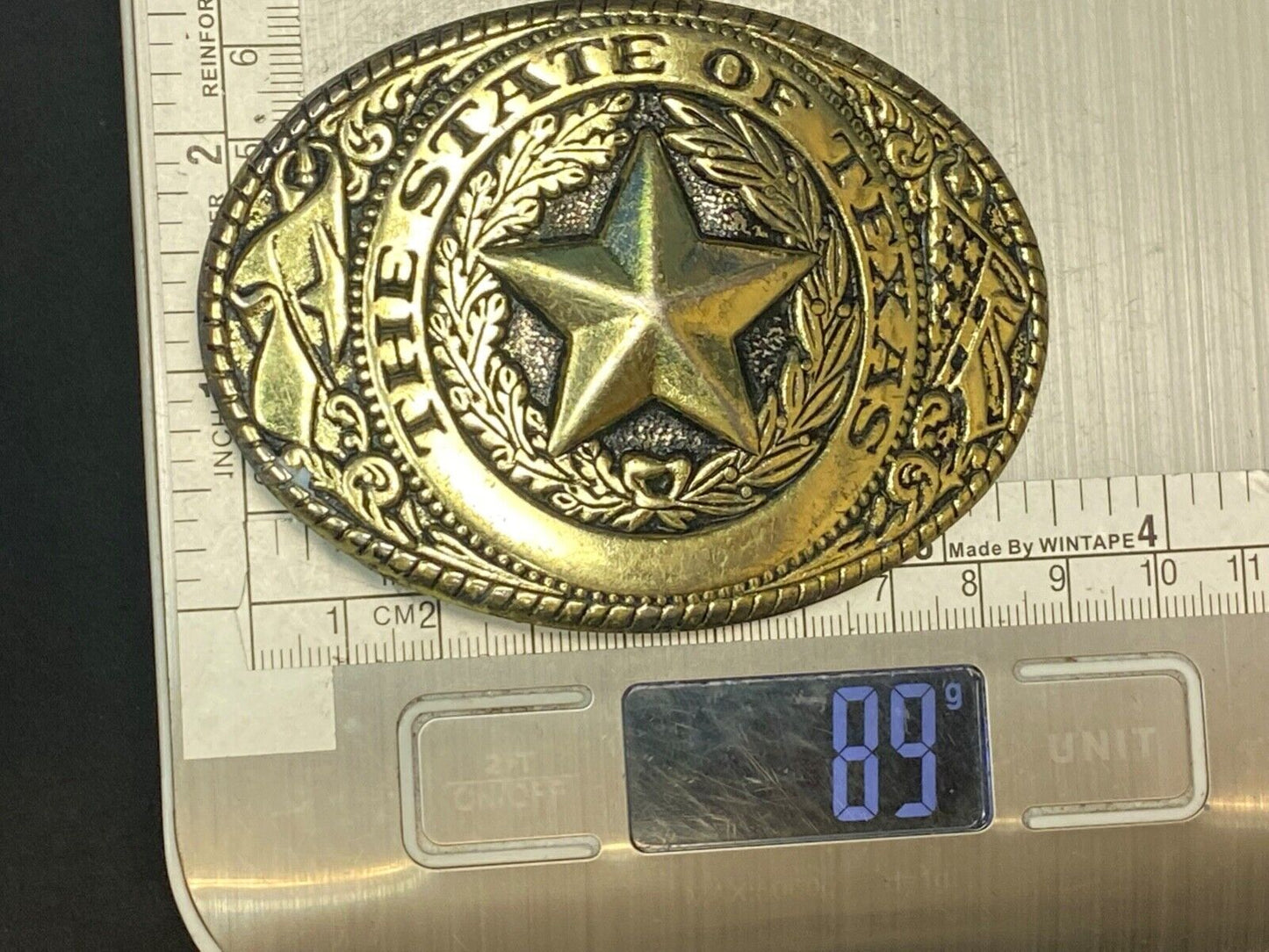 The Great State Of Texas - Lone Star, Flag-, USA Made Oval Western Belt Buckle