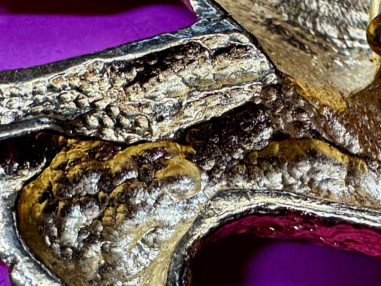 Badger? Leopard - Vintage Animal 6" Wide Gold Tone Vintage Belt Buckle