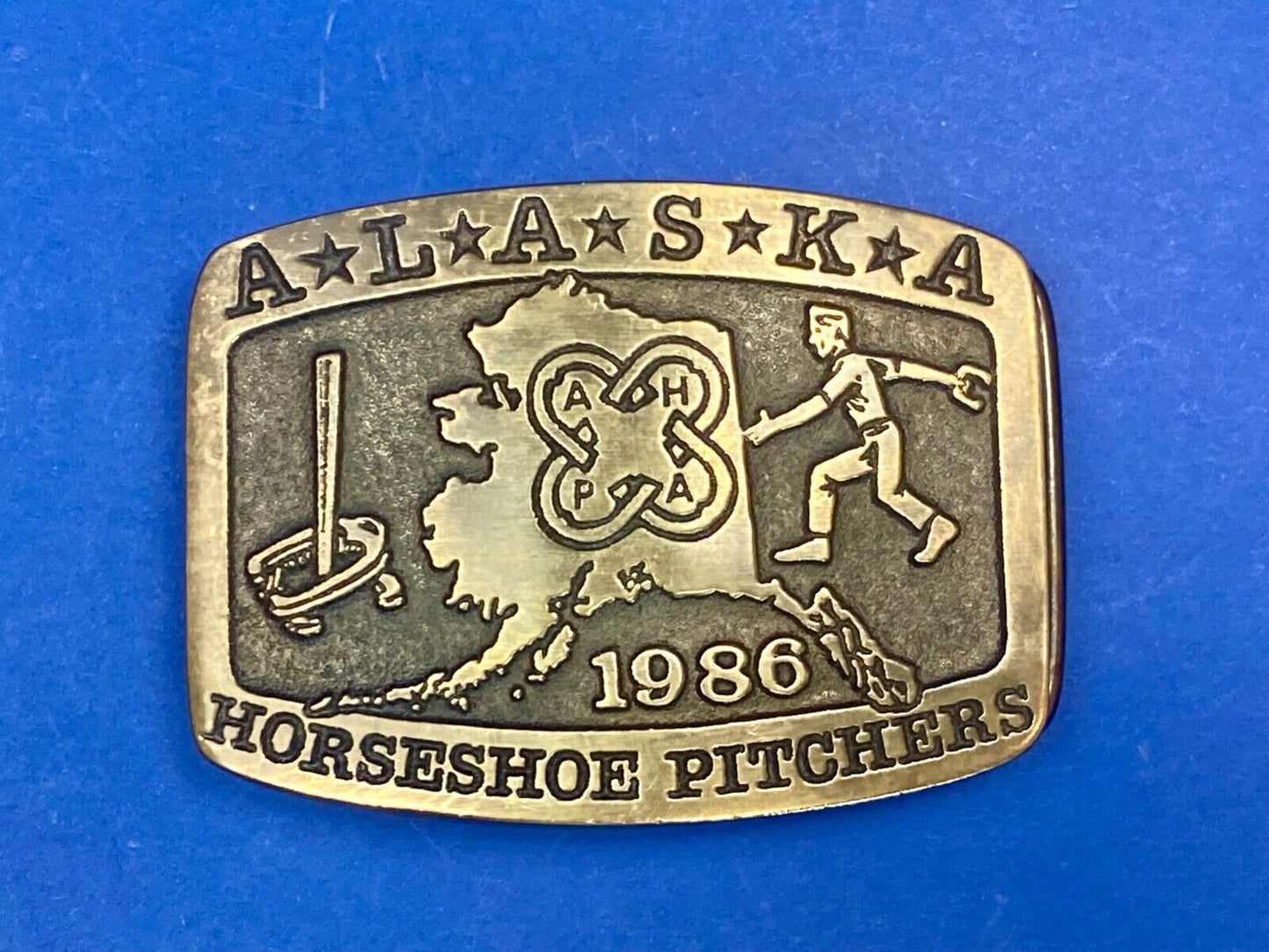 Vintage 86 Alaska Horseshoe Pitchers Belt Buckle Limited Ak Frontier Treasures