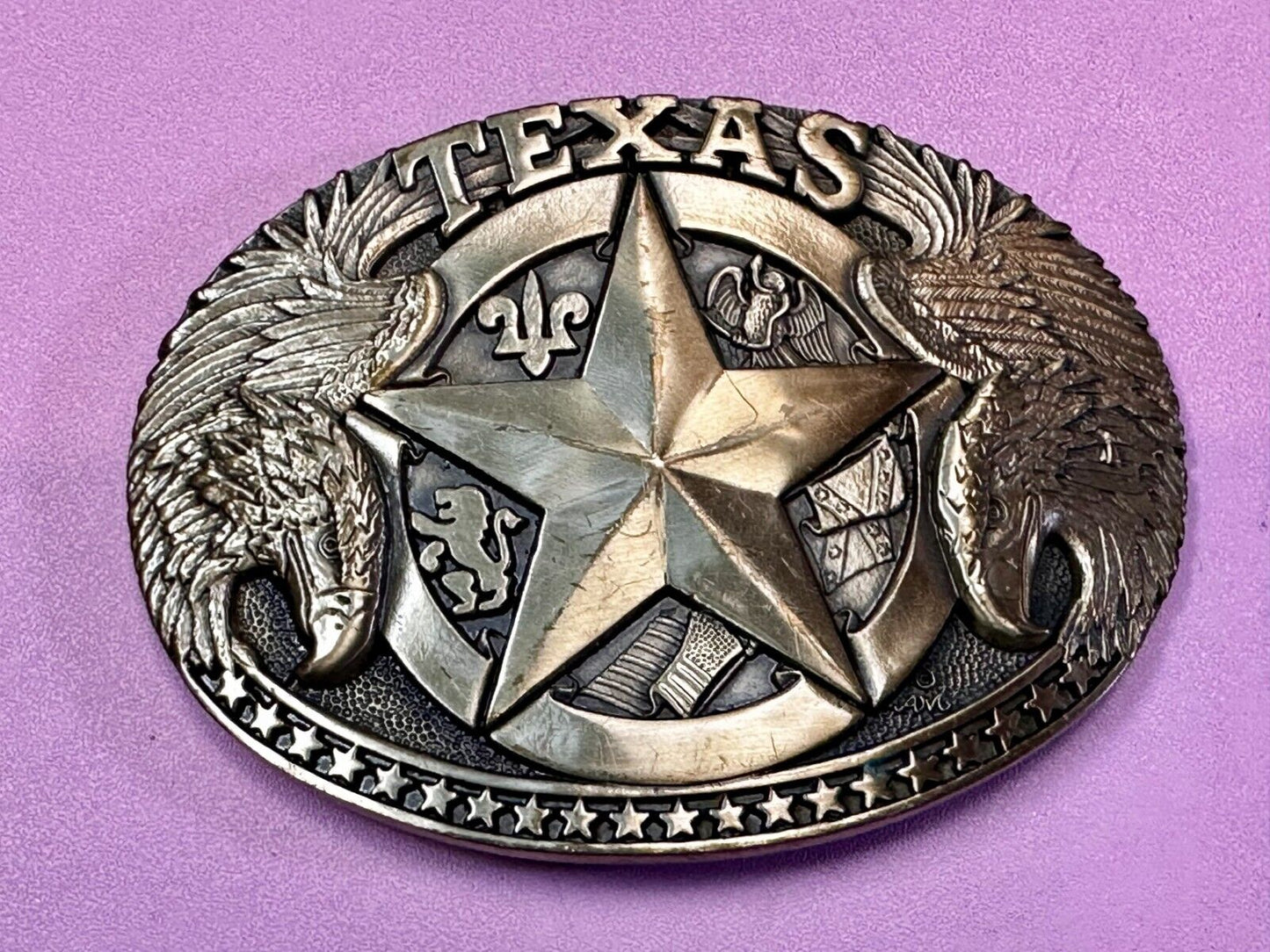 The Texas Lone Star Eagles Flag Solid Brass Award Design Medals Belt Buckle