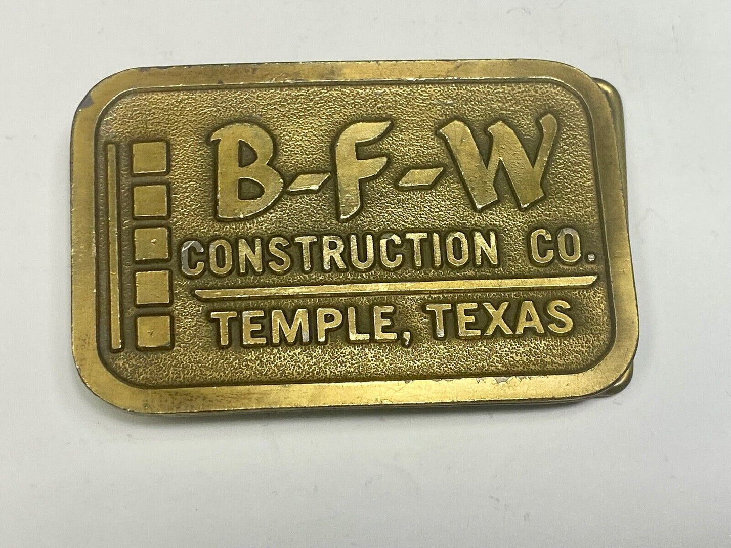 Temple Texas TX B-F-W Construction Company Advertising promo belt buckle